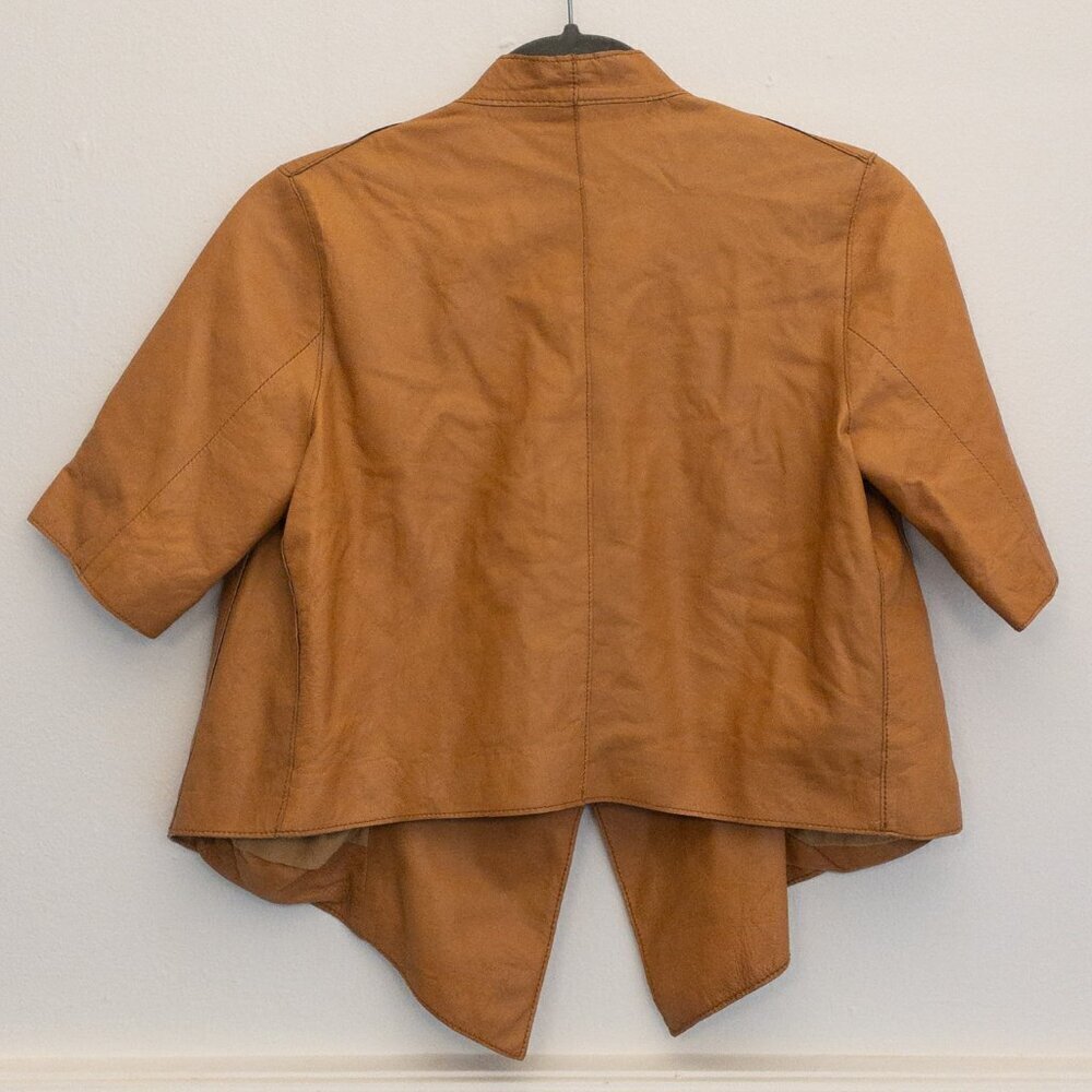 Graham & Spencer 100% Lambskin Leather Drape Jacket | Size P | Tan | Made in USA - Picture 2 of 6